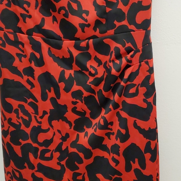 Venus Leopard Print Cap Sleeve Fitted Dress Red - Picture 4 of 12